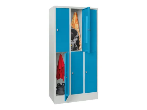 lockerkast,HxBxD 855x900x500mm,3x2vakken,RAL7035,front RAL5012