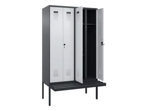 locker met bank,voor scheiding van kleding,HxBxD 2120x1200x815mm,4vak