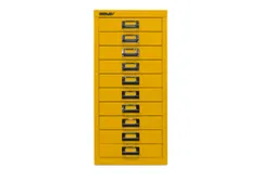 kantoor-ladekast HxBxD 590x279x380mm 10 laden romp + front geel staal