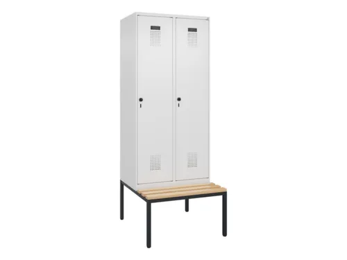 locker met bank,HxBxD 2120x800x815mm,2vak,vak B 400mm,draaigrendel