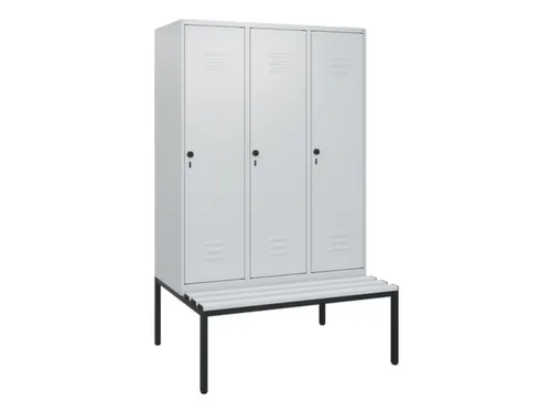 locker met bank,HxBxD 1950x1200x815mm,3vak,vak B 400mm,draaigrendel