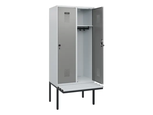 locker met bank,HxBxD 1950x800x815mm,2vak,vak B 400mm,draaigrendel