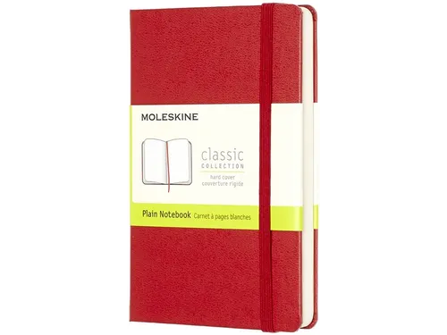 Notitieboek Moleskine pocket 90x140mm blanco hard cover scarlet red