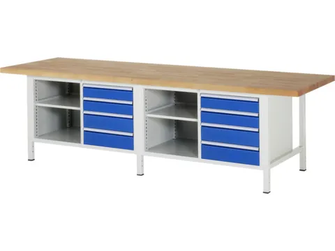 werkbank,HxBxD 840-1040x3000x900mm,beukblad,draagverm. 1250kg