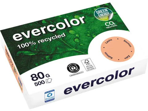 Gerecycleerd Kopierpapier Evercolor 80 Gram A4 Zalmroze