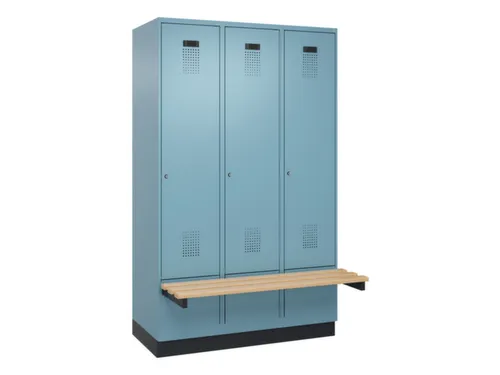 locker met bank,HxBxD 1950x1200x815mm,3vak,vak B 400mm,cilinderslot