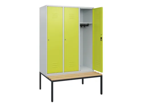locker met bank,HxBxD 1950x1200x815mm,3vak,vak B 400mm,cil.-slot