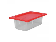 Caterchef Gastronorm bak 1/3 GN 100mm PP transparant met rode deksel