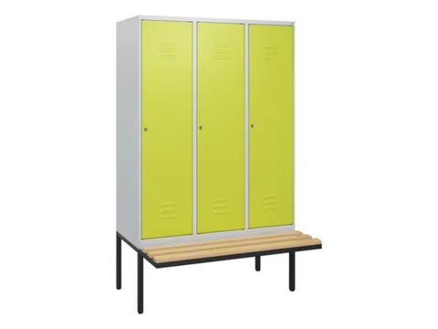 locker met bank,HxBxD 1950x1200x815mm,3vak,vak B 400mm,cil.-slot