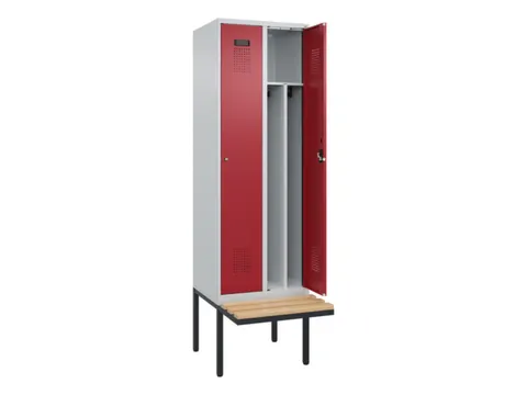 locker met bank,voor scheiding van kleding,HxBxD 2120x600x815mm,2vak
