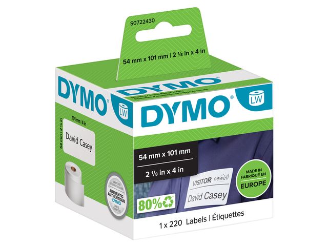 Etiket Dymo 99014 Labelprint Adreslabel Etiket 54x101mm S0722430 | DymoEtiket.nl
