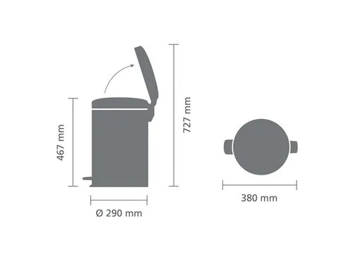 Pedaalemmer newIcon 20 Liter Grijs