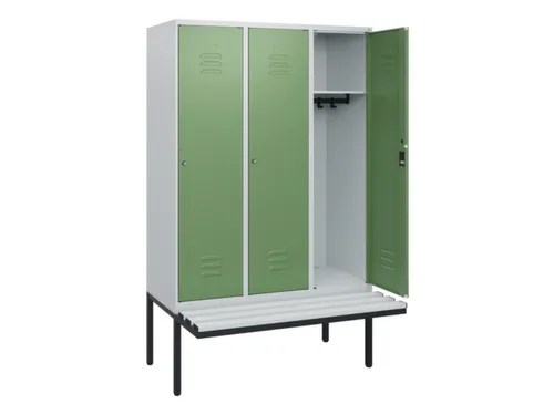 locker met bank,HxBxD 1950x1200x815mm,3vak,vak B 400mm,cil.-slot