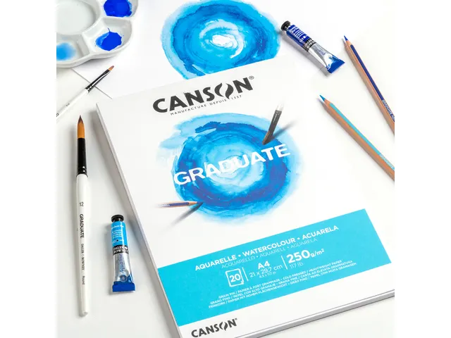 Aquarelpapier Canson Graduate Watercolour 20vel 250gr A5 natuurlijk wi