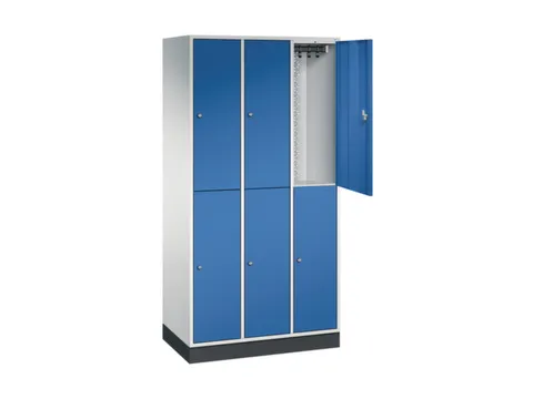 Dubbeldekse garderobekast,RAL 7035/RAL 5010,HxBxD 1950x920x500mm