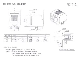 Modulaire Connectors RJ10 4P4C Voor Pcb, Haaks - 3