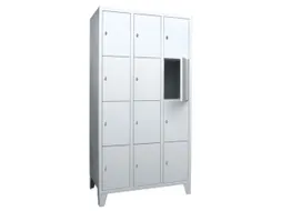 lockerkast,HxBxD 1850x900x500mm,3x4vakken,RAL7035,front RAL6011