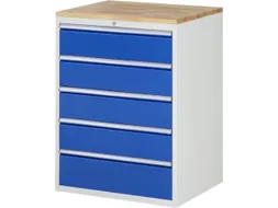 ladekast 1035x770x650mm 5laden cilinderslot RAL7035 RAL5010 beuken