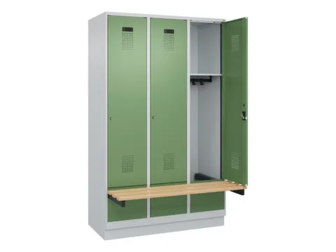 locker met bank,HxBxD 1950x1200x815mm,3vak,vak B 400mm,cilinderslot