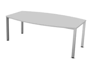 vergadertafel HxBxD 74x200x120cm vatvormig MP-lichtgrijs Alu 4voeten - 1