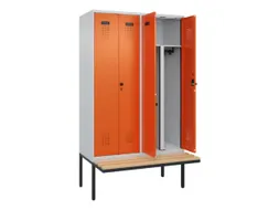 PBM-locker met bank,HxBxD 2120x1200x815mm,4vak,vak B 300mm