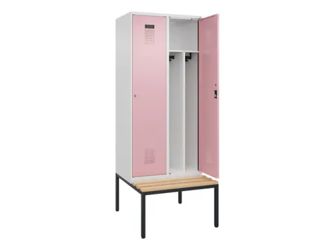 locker met bank,voor scheiding van kleding,HxBxD 2120x800x815mm,2vak