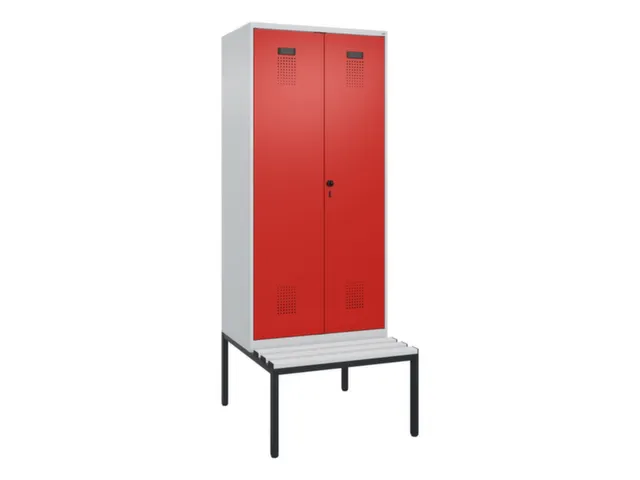 locker met bank,voor scheiding van kleding,HxBxD 2120x800x815mm,2vak