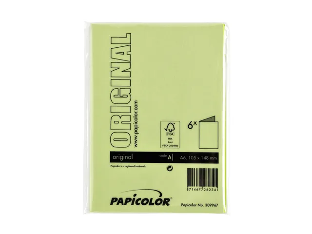 Correspondentiekaart Papicolor dubbel 105x148mm appelgroen pak à 6 st