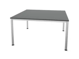 Vergadertafel 74x140x140cm 4voeten Buis Aluzilver Ms-donkergrijs