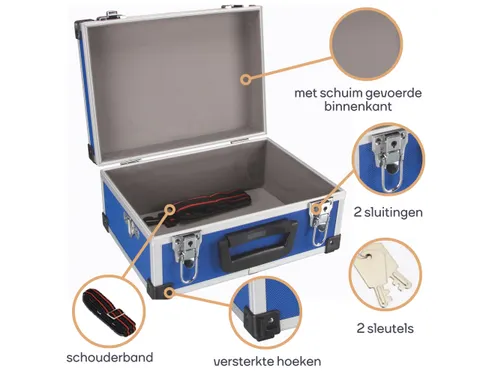 Aluminium Gereedschapskoffer 320x230x155mm 11.4 Liter Blauw