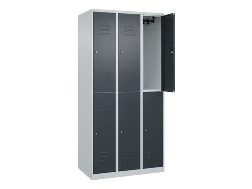 dubbeldekse locker,HxBxD 1850x900x500mm,3x2vak.,vak B 300mm,cil.-slot