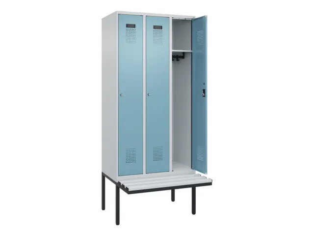 locker met bank,HxBxD 2120x900x815mm,3vak,vak B 300mm,cilinderslot