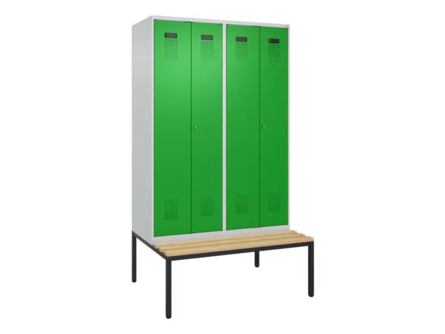 locker met bank,voor scheiding van kleding,HxBxD 2120x1200x815mm,4vak
