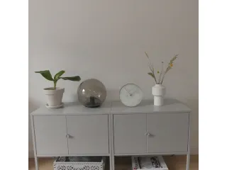Tafelklok Ø 20cm Glas / Metaal Wit 'Marble' - 9