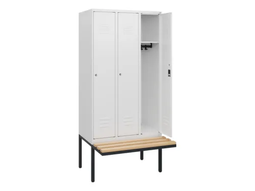 locker met bank,HxBxD 1950x900x815mm,3vak,vak B 300mm,cil.-slot