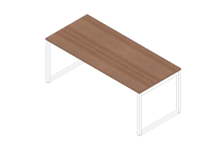 bureau,HxBxD 730x1800x800mm,blad canaletto-hout,sledeframe wit