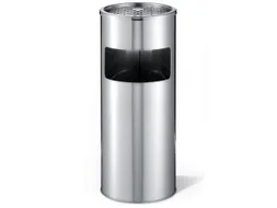 RVS combi-asbak,HxØ 620x260mm,afvalbak inhoud 17l,romp geborsteld