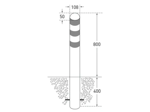 Afzetpaal,v. laadzuilen,Halve kogelkop,HxØ 1200x108mm