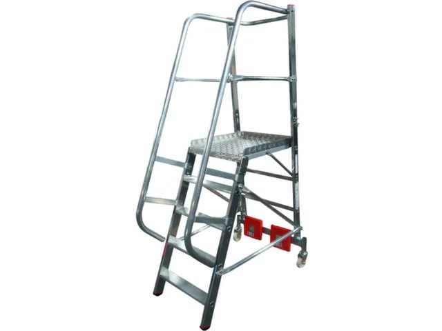 verrijdbare treden-platformladder,eenzijdig,5trede(n),stand H 1,1m