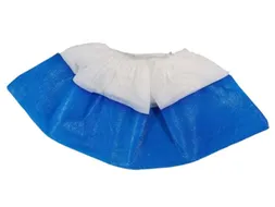 CMT pp non woven schoenovertrek wit met blauwe CPE zool