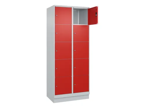 lockerkast,HxBxD 1950x800x500mm,2x5vakken,vak B 400mm,cil.-slot,sokkel