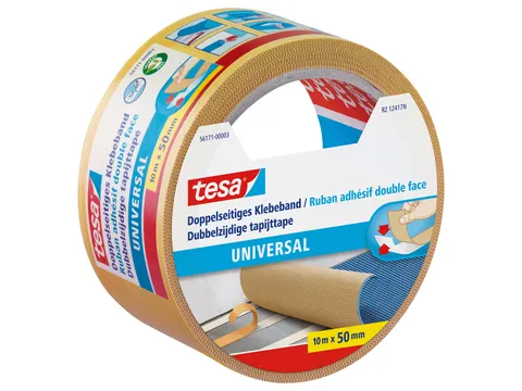 Tapijttape tesa universal 10mx50mm dubbelzijdig wit