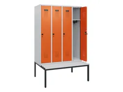 locker met bank,HxBxD 1950x1200x815mm,4vak,vak B 300mm,draaigrendel