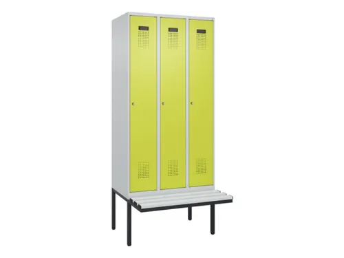 locker met bank,voor scheiding van kleding,HxBxD 2120x900x815mm,3vak