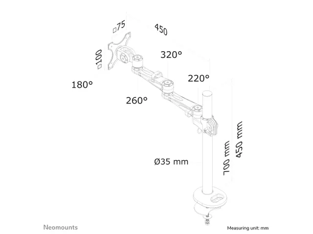 Neomounts FPMA-D935G Support à fixer pour écran simple 10-30 inch -