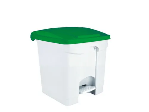 Contitop,afvalbak met pedaal 30L wit/groen/VE:3
