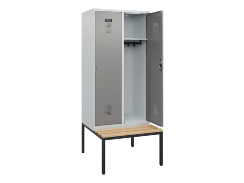 locker met bank,HxBxD 1950x800x815mm,2vak,vak B 400mm,cilinderslot