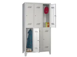 dubbeldekse locker,HxBxD 1850x900x500mm,3x2vak.,RAL7035,front RAL3000