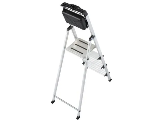 trapladder,eenzijdig,4treden,bordes m. antislip elementen,balk L 1,6m