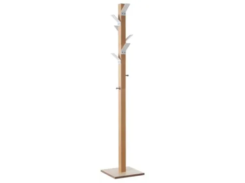Staande Kapstok 6Jas-/2Tashaken Hout/polystyreen Naturel/wit